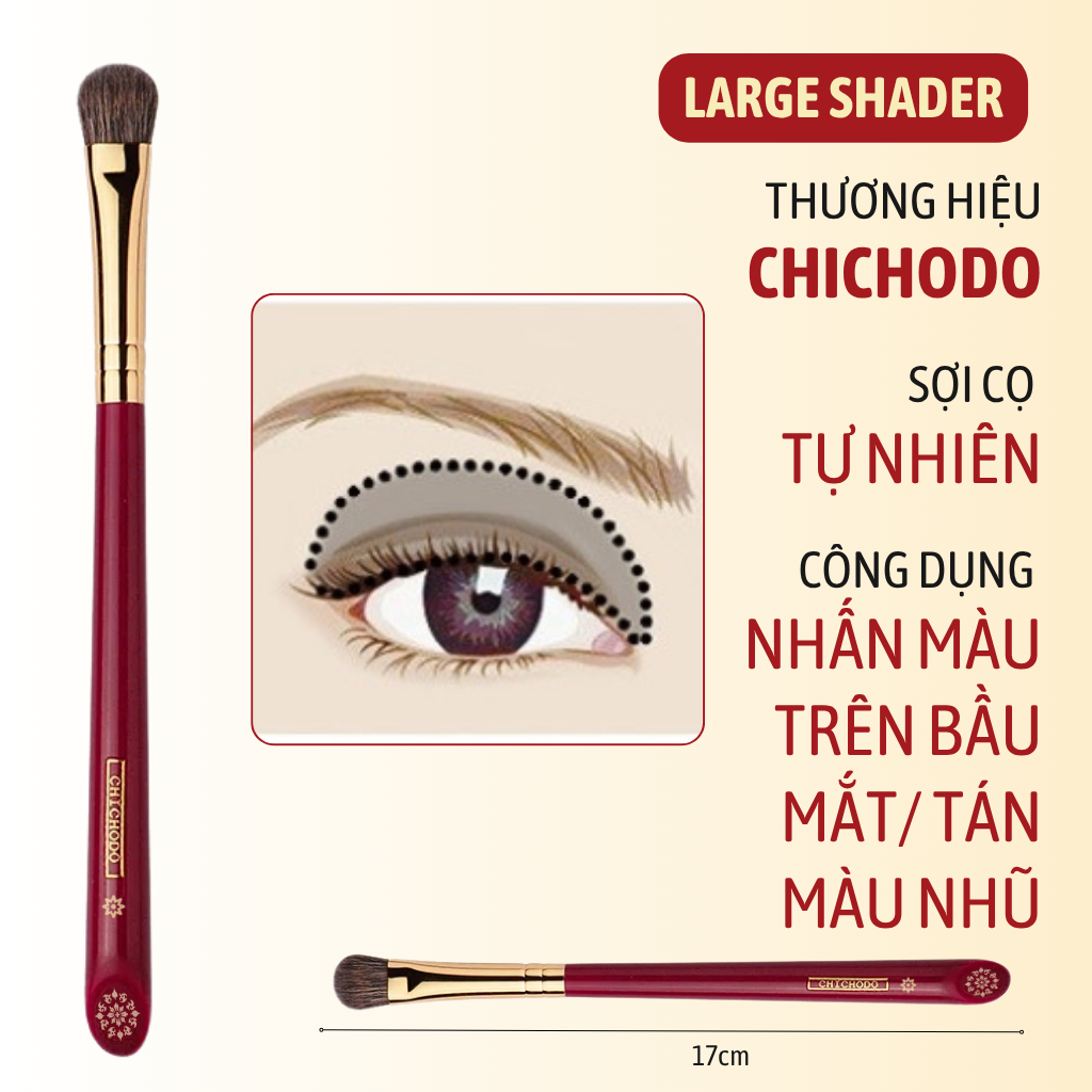 Cọ Nhấn Sáng Tán Bầu Mắt CHICHODO Large Shader C114 – Lông Tự Nhiên Mềm Mịn Bám Phấn Tốt